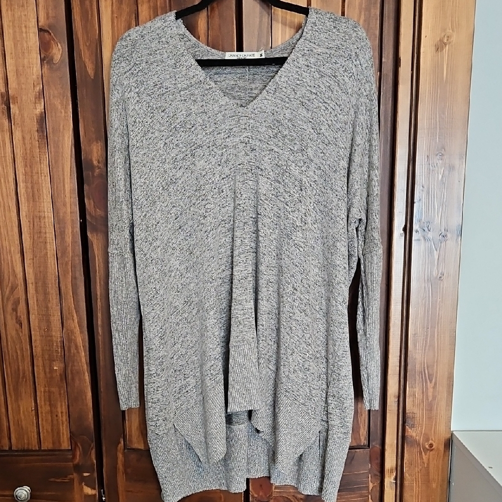 Chance or Fate Gray V-Neck Sweater